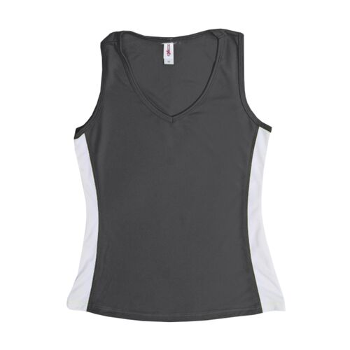 AJ215 Women's V-Neck Colorblock Tank Thumbnail